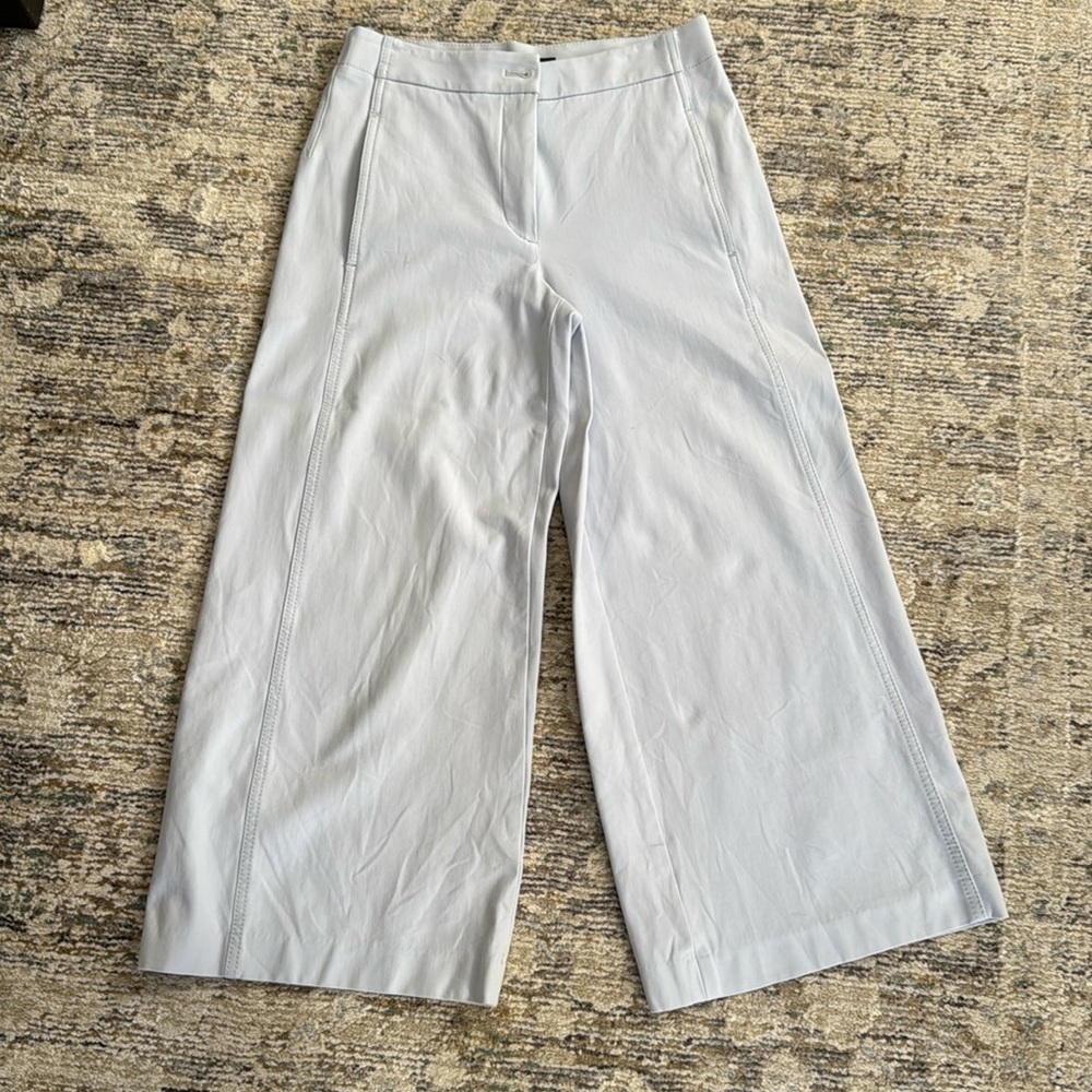 Ann Taylor size 0, very light blue, wide leg cropped pants.